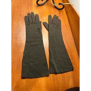 VINTAGE CRESCENDOE Black Grey “Leather Tailored” COTTON GLOVES SZ 6.5 NOS